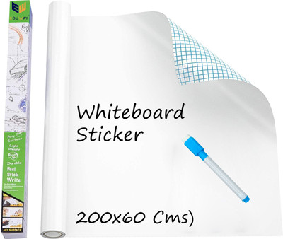 Eduway Non Magnetic 200 cm Multi-Purpose Vinyl Whiteboard Sticker | Size : 60x200 Cms | Easily Erasable and Waterproof For Office, home, Study | Self Adhesive Vinyl Sticker Whiteboards(White) Eduway Non Magnetic 200 cm Multi-Purpose Vinyl Whiteboard Sticker | Size : 60x200 Cms | Easily Erasable and Waterproof For Office, home, Study | Self Adhesive Vinyl Sticker Whiteboards(White)