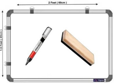 Viprax Non Magnetic Wooden Melamine 1.5 x 2 feet Whiteboards and Duster Combos(White, Green)