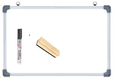 Smartix Reversible Wooden 1.5x2 Ft. Double Sided Whiteboard with Duster and Marker | Front Dry Erase Marker & Reverse Chalk Board | Glossy Surface |Robust Aluminum Frame| Whiteboards and Duster Combos(White, Green)