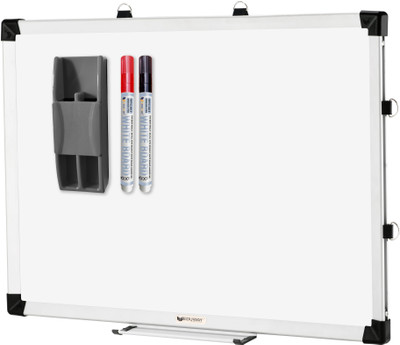 Eduway Non Magnetic Plastic Duster Elite 1.5x2 Ft Non-Magnetic White Board with 1 Duster Tray, 1 Eraser, 2 Markers Robust Aluminium Frame | Ideal for Home, School, Office & Kids (4 Pcs Combo) Whiteboards and Duster Combos(Set of: 4, White)