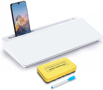 Eduway Non Magnetic Desk Whiteboard | Perfect for School, Office, and Home Use | Includes 1 Marker & 1 Eraser | Dry Erase Desktop Whiteboard with Drawer for Storage Whiteboards(White)