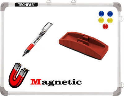 Techfab Magnetic 2x2 Ft. Whiteboard with 1 Magnetic Duster, 2 Marker and 5 Magnet Buttons Whiteboards and Duster Combos(White)