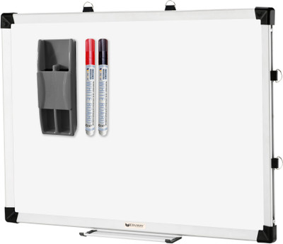 Eduway Non Magnetic Plastic Duster Elite 2x2 Ft Non-Magnetic White Board with 1 Duster Tray, 1 Eraser, 2 Markers Robust Aluminium Frame | Ideal for Home, School, Office & Kids (4 Pcs Combo) Whiteboards and Duster Combos(White)