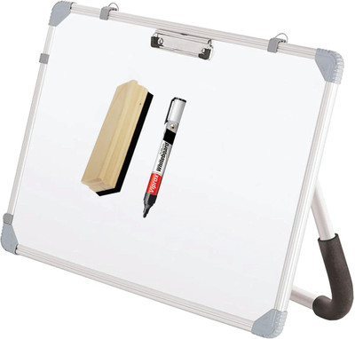Viprax Non Magnetic Wooden Standy Whiteboard 1.5x2 Feet Standing Whiteboard With 1 Marker, 1 Wooden Duster Whiteboards and Duster Combos(White)