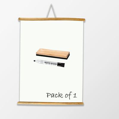 Eduway Non Magnetic 2x3 ft (24x36 Inch) Wooden Roll-Up Whiteboard for Wall | 1 Duster | 1 Marker Roll Up Writing Board for Home, Office, School & Kids | Durable & Lightweight Whiteboards and Duster Combos(White)