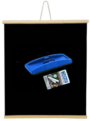 Devew Non Magnetic Plastic Duster 2x3 FT. Black Rollup/Chart board Combo of 3 Item Rollup Chart,Duster,Chalk Box Blackboards(Black)