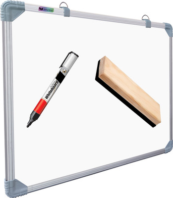 Eduway Non Magnetic 2x2 Ft Double-Sided Whiteboard and Chalkboard Combo with 1 Marker and 1 Duster Whiteboards and Duster Combos(White)