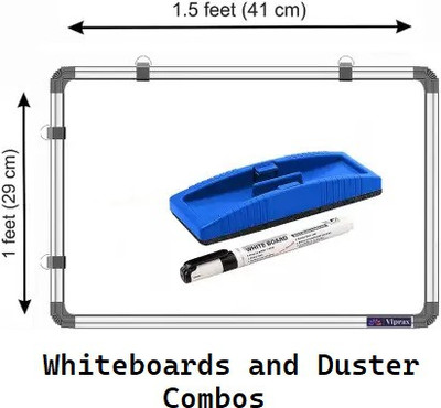 Viprax Non Magnetic Plastic Melamine Slate 1x1.5 Ft, Double-Sided Writing Chalkboard & Whiteboard, Combo of 3 Items Whiteboards and Duster Combos(White, Green)