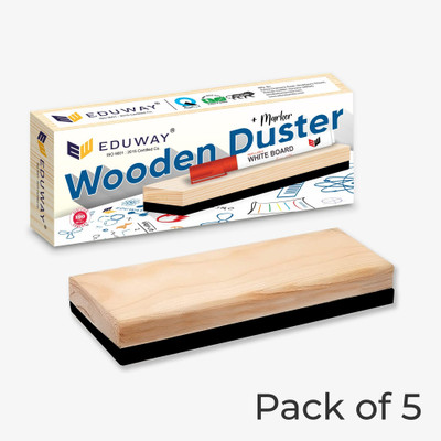 Eduway Non Magnetic Wooden Duster for Erasing Black Boards, White Boards and Perfect Clean For Blackboard & Durable|Ideal for Teacher, Office, Kids|Pack of 5 Dusters(Set of: 5, Wooden)