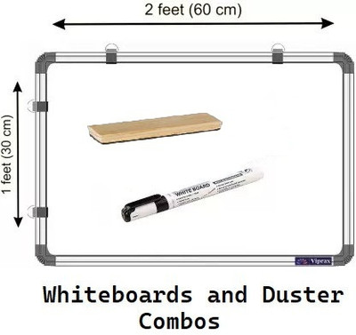 Smartix Non Magnetic Wooden Melamine 1 X 2 Ft, Double-Sided Writing Chalkboard & Whiteboard, Combo of 3 Items Whiteboards and Duster Combos(White, Green)
