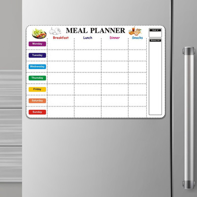 Eduway Magnetic Weekly Meal Planner | For Fridge and Wardrobe|With 1 Marker|Covers All Days with Grocery Planner List | Dry Erase Whiteboard Menu Planning Calendar(12x18 Inch) Whiteboards(Black, White)