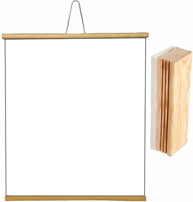 ShelfKing Non Magnetic Wooden 1.5x2 Feet, Roll Up Wooden White Board With 1 Premium Wooden Duster Combo Whiteboards and Duster Combos(White)