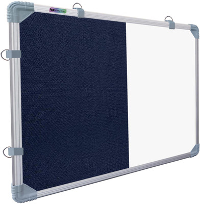 Eduway Non Magnetic 1.5x2 ft.Combination Board Whiteboard + Blue Notice Board with Duster, Marker, 30 Push up Notice Pins for Home, Office & School, Aluminium Frame (45x60 Cms) Whiteboards and Duster Combos(White, Blue)