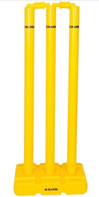 Masterstrok High Quality PVC yellow wicket For cricket with 3 stamp 2 Bails(Yellow)