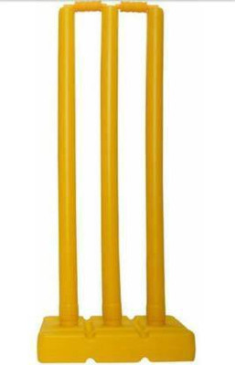 MINESFIT Plastic Cricket Stumps Set - 3 Stumps + 2 Bails + 1 Stand (Yellow)(Yellow)