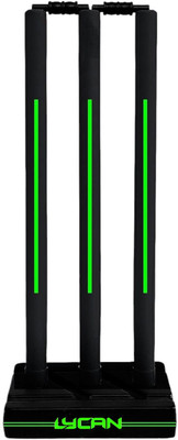 LYCAN Premium Cricket Wicket Set l Full Size l 3 Stumps+2 Bails+1 Stand(Black)