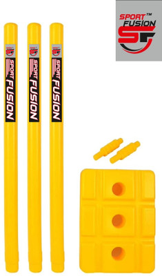 SportFusion PVC Plastic Wicket for Cricket Set of 3 With Bails Base Cricket Stumps(Yellow)