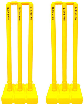 Hyrise Heavy Plastic Cricket Stumps Set - 6 Stumps + 4 Bails + 2 Base Stand (Yellow)(Yellow)