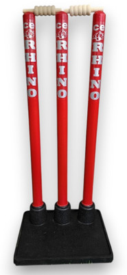 CE Rhino Flexi Cricket Wooden Stump Stand with Wooden Stumps and Rubber Base(Red)