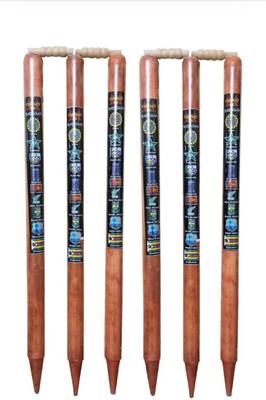 AMN SPORTS Wooden Stumps Wickets Brown Full Size(Eucalyptus Wood)6 Pcs(Brown)