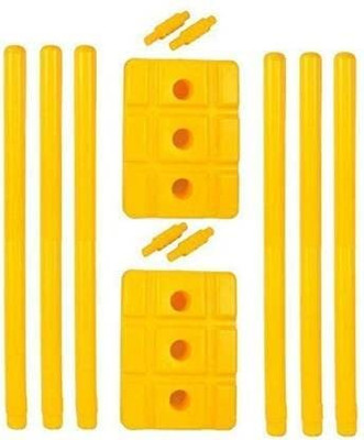 Forgesy Plastic Cricket Wicket Set 6 Wickets + 4 Bails + 2 Base Stumps Set Size Large(Yellow)