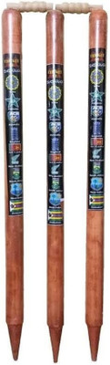 SportskartX 3 Wooden Stumps & 2 Bails(Brown)