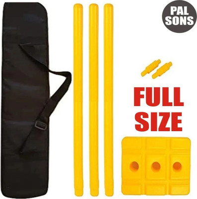 MINESFIT Plastic Cricket Stumps (Wickets) For All Age Groups + 2 Bails + 1 Stand + Cover(Multicolor)