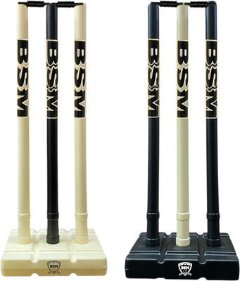 BSM Indoor/Outdoor Stumps Set Combo For Men And Women For Age 15Yrs+(Black, White)