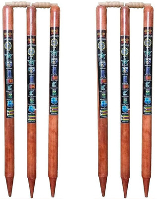 WoodEdge TimberX Wooden Cricket Stumps Set of 6(Brown)