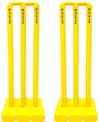 LCARNO Heavy Plastic Cricket Stumps Set - 6 Stumps + 4 Bails + 2 Base Stand (Yellow)(Yellow)