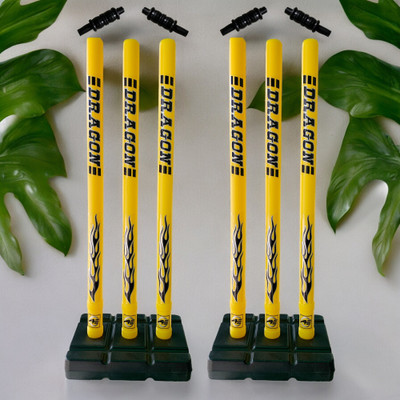 Aenox Heavy Plastic Cricket Stumps Set- 6 Stumps + 4 Bails + 2 Base(Yellow)
