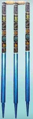 Hyper Blue Wooden Stumps for Cricket with Bails (Set of 2 Bails and 3 Stumps)(Blue)