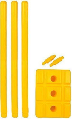Your toys Sports Cricket Plastic Stump Set - 3 Stumps + 2 Bails + 1 Stand +1 Base(Yellow)