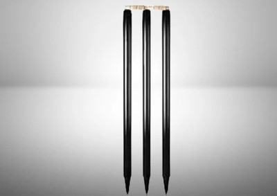 vinox 3 Wooden Stumps & 2 Bails Wicket Set(Black)