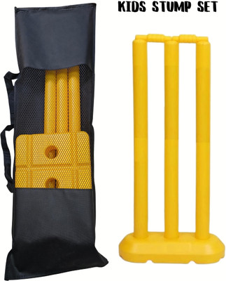 STRENIX Yellow Kids Cricket Stump Set – 24 Inch Durable Plastic with Base & Bails(Yellow)