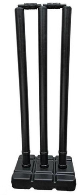 Monika PVC Black Wicket set /3 stump+2 bails + 1 Base(Black)