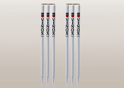 vinox Fitindia 6 Wooden Stumps & 4 Bails (2 Wicket Set) CRICKET WOODEN STUMPS SET(White)