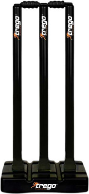 Trego Full Size Plastic Cricket Stumps Set, 3 Stumps 2 Bails 1 Stand, Wickets(Black)