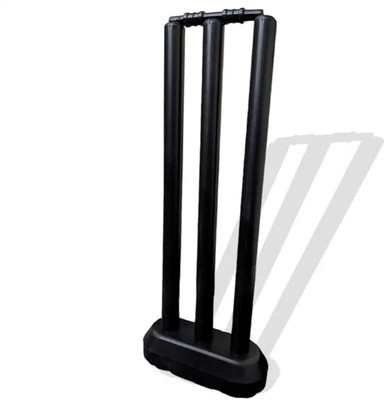 FYZIKPRO Heavy Champion Cricket Plastic Stump Set 3 Wicket Set, 1 Stand, 2 Bails(Black)