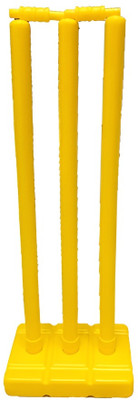 kickmixsports Plastic Cricket Stump Set Stump - 3 Bails - 2 Base -1(Yellow)