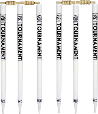 Aenox Wood Wicket Stumps For Cricket Set Of 6 WHITE(White)