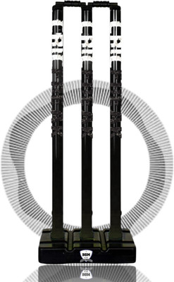 BSM HARD PLASTIC BLACK&WHITE CRICFREAK STUMP SET WITH CLEAR BAG(Black)