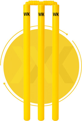 JLG Plastic Cricket Stumps Set, 3 Stumps 2 Bails 1 Stand, Wickets for Cricket Ground(Yellow)