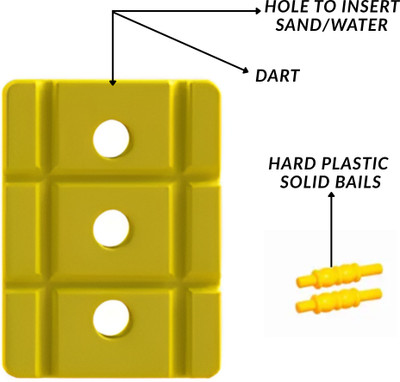 FlickX Heavy Plastic Cricket Stump Set with attached Bails, Plastic Wickets(Yellow)