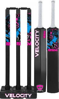 BSM Velocity Bat and Stumps Combo Black(Black)
