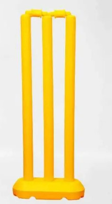 Monika Sports Cricket Wicket Set 3 Stumps+2 Bails+1 Stand Set / Cricket Ground, Match(Yellow)