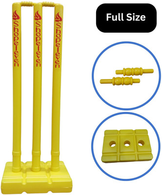 Shopeleven Cricket Standard Wickets for Match, Tournament Stump with Stand & Bails(Yellow)
