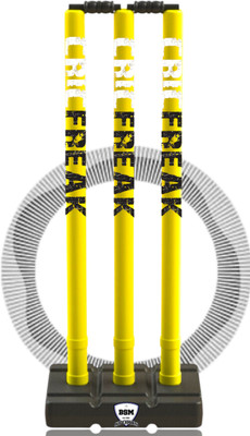 BSM HARD PLASTIC NEON WHITE&BLACK CRICFREAK STUMP SET WITH CLEAR BAG(Green)