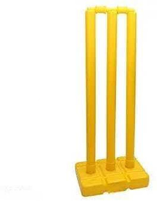 GUPTA ENTERPRISES Plastic Cricket Wicket Set 3 Wickets + 2 Bails + 1 Base Stumps(Yellow)
