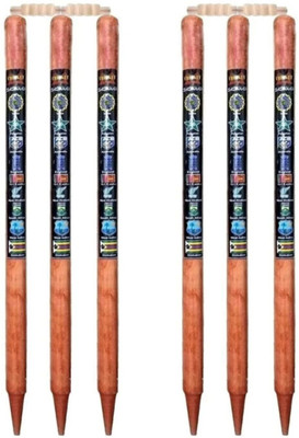 AMN SPOTRS Wooden Stumps Wickets Brown Full Size(Eucalyptus Wood)6 Pcs Free Cover(Brown)